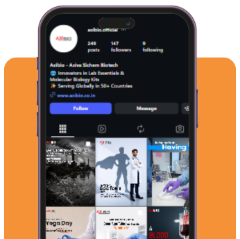 The Axibio Instagram profile, run by CELLTOB